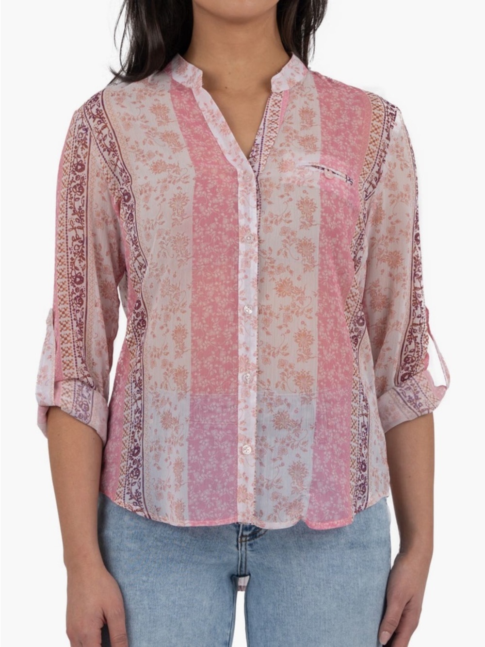 KUT from the Kloth Jasmine Chiffon Button-Up Shirt in Calla Vine Size Small NWT